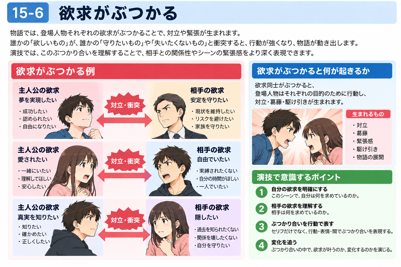 欲求がぶつかることで対立が生まれる図